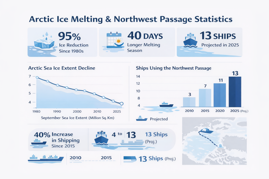  Infografis data key statistics and trends untuk Cara Russia China Rebut Northwest Passage 2026